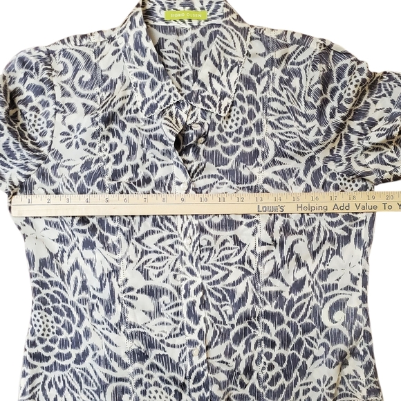 Sigrid Olsen 100% Silk Black and White Patterned Top. MED - Picture 8 of 9